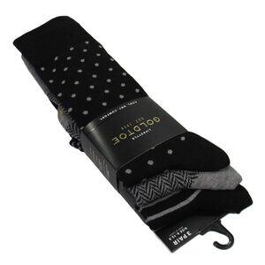 Gold Toe Men's Assorted Patterns Dress Socks 3 Pair Black & Gray Combo One Size